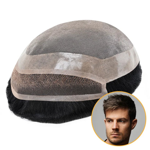 New Times 100% Indian Human Hair Lace Front Toupee Mens Hairpiece Fine Mono Hair for Men