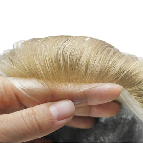HS25V Men's 5-Inch Natural Virgin Hair Wig 0.03mm Thin Skin PU Base V Loop Knots Durable Fashion Style Men's Toupee